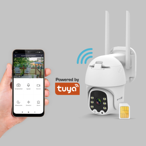 Kamera solarna zewnętrzna obrotowa FullHD LTE 4G SIM LED Tuya Kruger&Matz