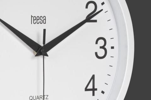 Zegar ścienny 25 cm Teesa biały nowoczesny cichy