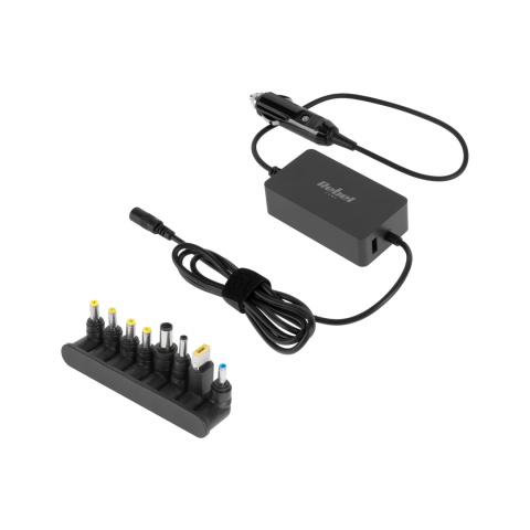 Ładowarka samochodowa do laptopa zasilacz 65W 12v 24V 8 końcówek Rebel Ładowarka samochodowa do laptopa zasilacz 65W 12v 24V 8 końcówek Rebel