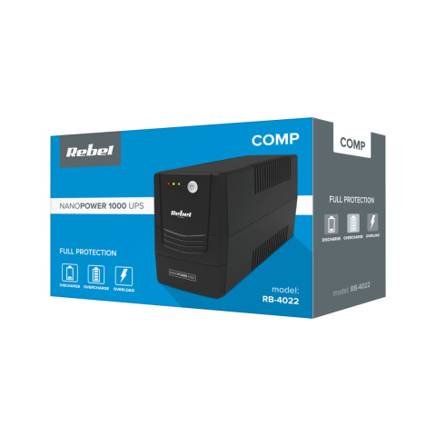 Zasilacz awaryjny komputerowy UPS REBEL 1000 offline 1000VA 600W 230 V 50Hz