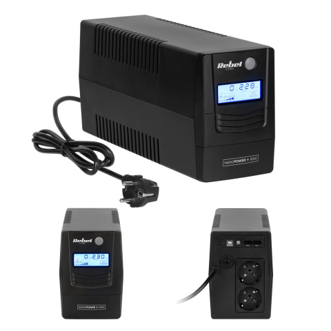 Zasilacz awaryjny komputerowy UPS REBEL 1000VA 600W 230 V 50Hz LCD USB RJ45 Zasilacz awaryjny komputerowy UPS REBEL 1000VA 600W 230 V 50Hz LCD USB RJ45