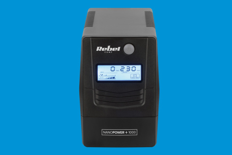 Zasilacz awaryjny komputerowy UPS REBEL 1000VA 600W 230 V 50Hz LCD USB RJ45 Zasilacz awaryjny komputerowy UPS REBEL 1000VA 600W 230 V 50Hz LCD USB RJ45