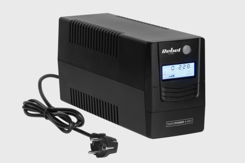 Zasilacz awaryjny komputerowy UPS REBEL Plus 650VA 360W LCD USB RJ45 Zasilacz awaryjny komputerowy UPS REBEL Plus 650VA 360W LCD USB RJ45