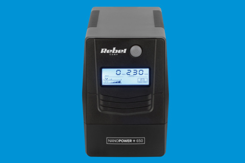 Zasilacz awaryjny komputerowy UPS REBEL Plus 650VA 360W LCD USB RJ45 Zasilacz awaryjny komputerowy UPS REBEL Plus 650VA 360W LCD USB RJ45