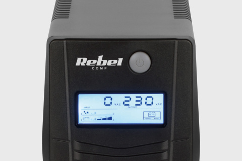 Zasilacz awaryjny komputerowy UPS REBEL Plus 650VA 360W LCD USB RJ45 Zasilacz awaryjny komputerowy UPS REBEL Plus 650VA 360W LCD USB RJ45