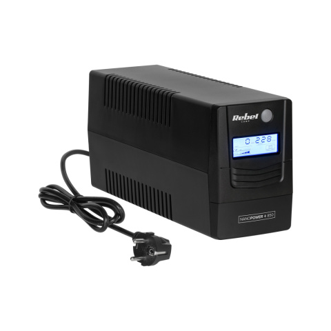 Zasilacz awaryjny komputerowy UPS REBEL Plus 850VA 480W LCD USB RJ45