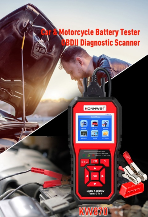 Miernik diagnostyczny skaner OBD2 tester baterii Konnwei KW870