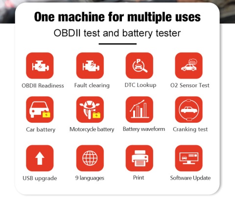 Miernik diagnostyczny skaner OBD2 tester baterii Konnwei KW870