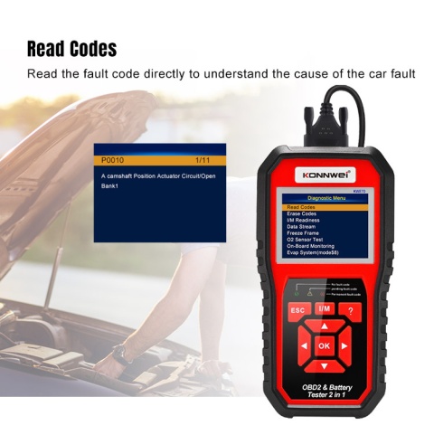 Miernik diagnostyczny skaner OBD2 tester baterii Konnwei KW870