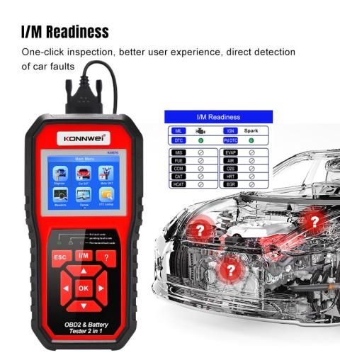 Miernik diagnostyczny skaner OBD2 tester baterii Konnwei KW870