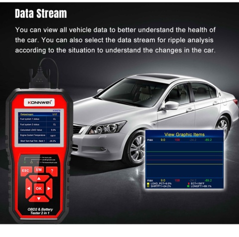 Miernik diagnostyczny skaner OBD2 tester baterii Konnwei KW870