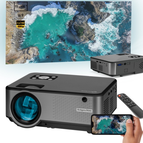Projektor LED Full HD WiFi USB 5000Lm 150" rzutnik pilot KrugerMatz V-LED60 Projektor LED Full HD WiFi USB 5000Lm 150" rzutnik pilot KrugerMatz V-LED60