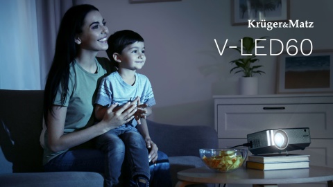 Projektor LED Full HD WiFi USB 5000Lm 150" rzutnik pilot KrugerMatz V-LED60 Projektor LED Full HD WiFi USB 5000Lm 150" rzutnik pilot KrugerMatz V-LED60