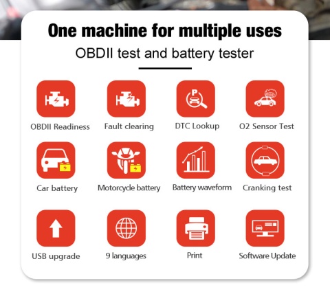 Tester diagnostyczny aku skaner OBD2 Konnwei KW681 Tester diagnostyczny aku skaner OBD2 Konnwei KW681