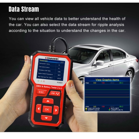 Tester diagnostyczny aku skaner OBD2 Konnwei KW681 Tester diagnostyczny aku skaner OBD2 Konnwei KW681