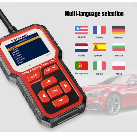Tester diagnostyczny aku skaner OBD2 Konnwei KW681 Tester diagnostyczny aku skaner OBD2 Konnwei KW681