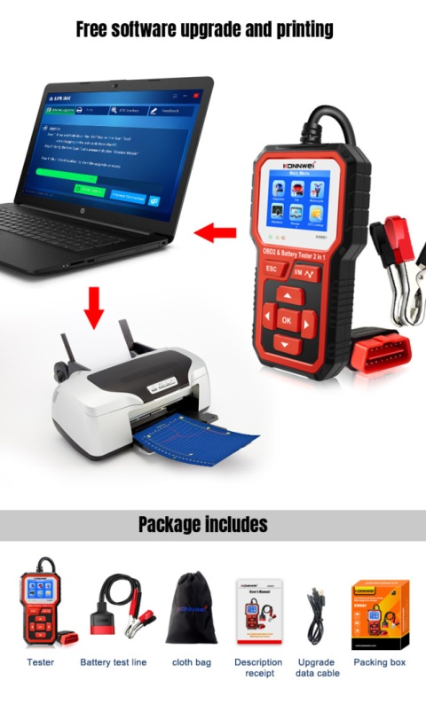 Tester diagnostyczny aku skaner OBD2 Konnwei KW681 Tester diagnostyczny aku skaner OBD2 Konnwei KW681