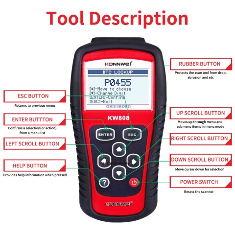 Tester diagnostyczny aku skaner OBD2 Konnwei KW808 Tester diagnostyczny aku skaner OBD2 Konnwei KW808