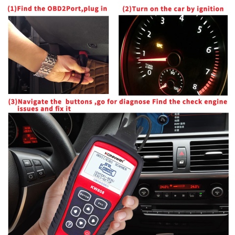 Tester diagnostyczny aku skaner OBD2 Konnwei KW808 Tester diagnostyczny aku skaner OBD2 Konnwei KW808