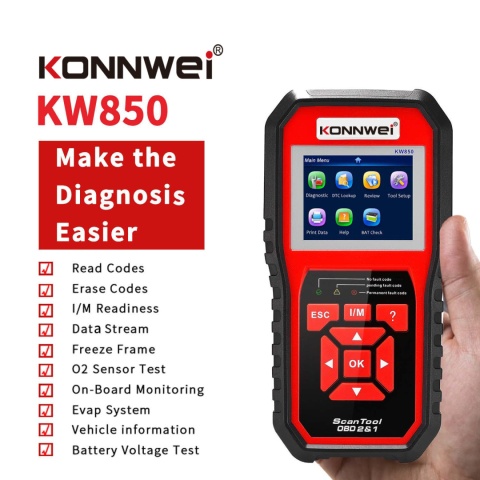 Tester diagnostyczny skaner OBD2 Konnwei KW850 Tester diagnostyczny skaner OBD2 Konnwei KW850