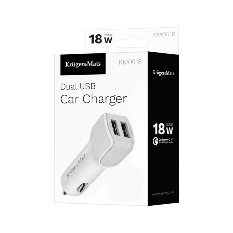 Ładowarka samochodowa 2x USB 2,4A Kruger&Matz Ładowarka samochodowa 2x USB 2,4A Kruger&Matz