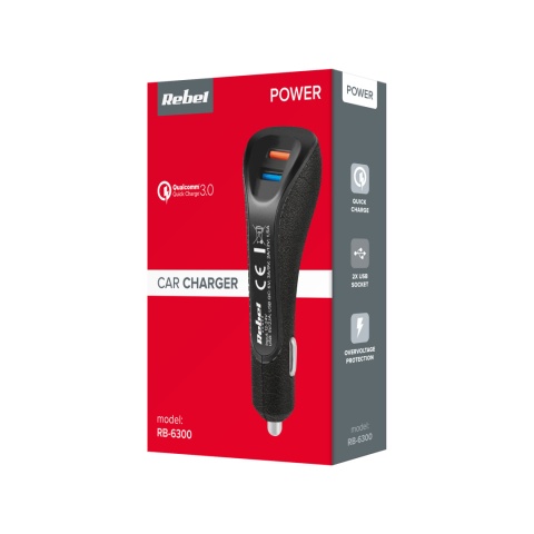 Ładowarka samochodowa 3,1A USB z Quick Charge 3.0 12-24V Ładowarka samochodowa 3,1A USB z Quick Charge 3.0 12-24V