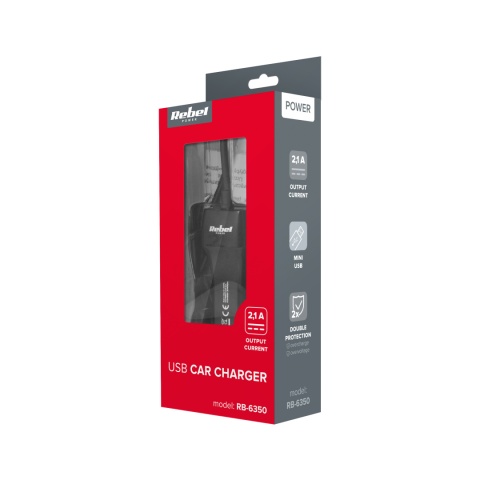 Ładowarka samochodowa 5V 2,1A USB mini USB 12V 24V Rebel Ładowarka samochodowa 5V 2,1A USB mini USB 12V 24V Rebel