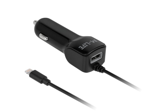 Ładowarka samochodowa M-Life Lightning+USB 2100 mA Ładowarka samochodowa M-Life Lightning+USB 2100 mA