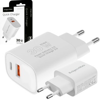 Ładowarka sieciowa Kruger&Matz GAN dual USB Power Delivery i Quick Charge