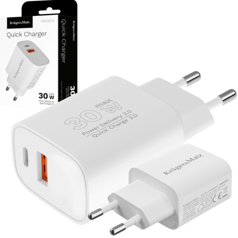 Ładowarka sieciowa Kruger&Matz GAN dual USB Power Delivery i Quick Charge