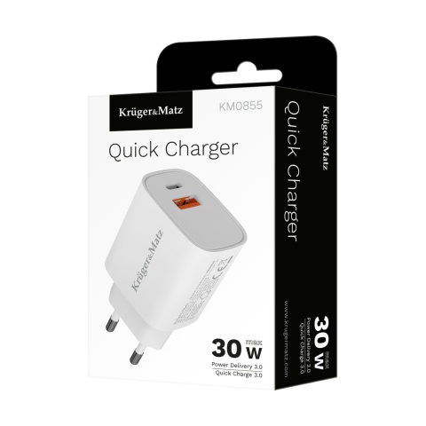 Ładowarka sieciowa Kruger&Matz GAN dual USB Power Delivery i Quick Charge