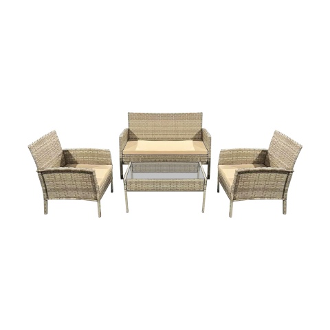 Meble ogrodowe zestaw ratan stolik fotel sofa poduchy rama metal alu MIA