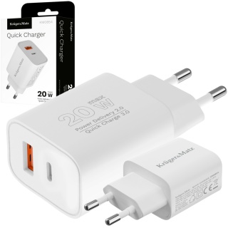 Szybka Ładowarka sieciowa GAN USB C Power Delivery Quick Charge Kruger&Matz