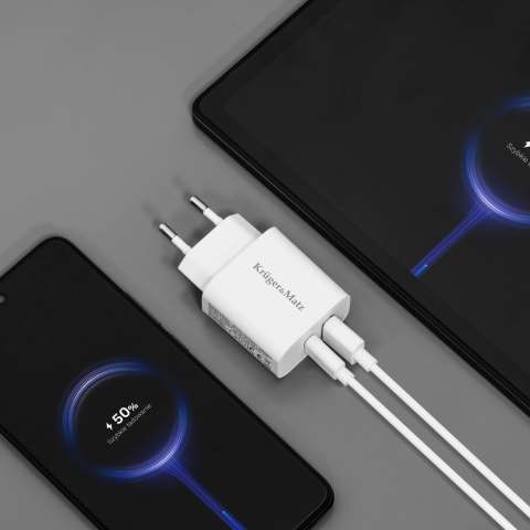 Szybka Ładowarka sieciowa GAN USB C Power Delivery Quick Charge Kruger&Matz Szybka Ładowarka sieciowa GAN USB C Power Delivery Quick Charge Kruger&Matz