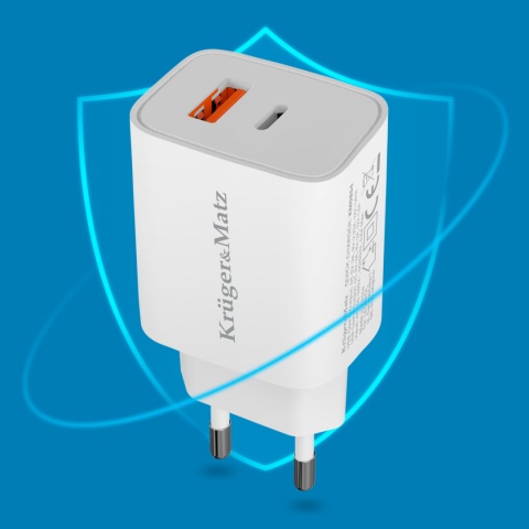 Szybka Ładowarka sieciowa GAN USB C Power Delivery Quick Charge Kruger&Matz Szybka Ładowarka sieciowa GAN USB C Power Delivery Quick Charge Kruger&Matz