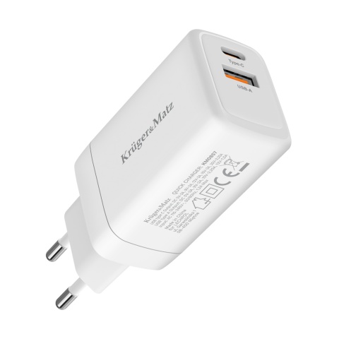 Szybka ładowarka sieciowa 65 W GaN Power Delivery Quick Charge Kruger&Matz Szybka ładowarka sieciowa 65 W GaN Power Delivery Quick Charge Kruger&Matz