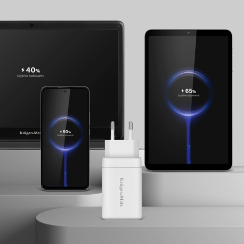 Szybka ładowarka sieciowa 65 W GaN Power Delivery Quick Charge Kruger&Matz Szybka ładowarka sieciowa 65 W GaN Power Delivery Quick Charge Kruger&Matz