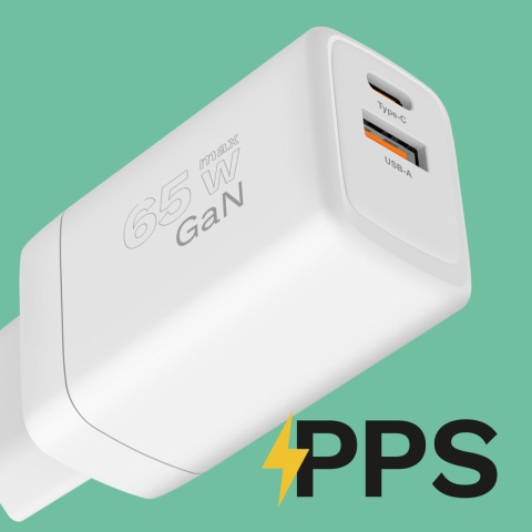 Szybka ładowarka sieciowa 65 W GaN Power Delivery Quick Charge Kruger&Matz Szybka ładowarka sieciowa 65 W GaN Power Delivery Quick Charge Kruger&Matz