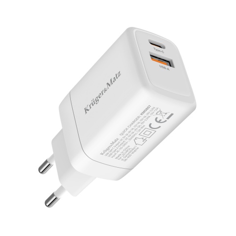 Szybka ładowarka sieciowa GAN 45W Power Delivery Quick Charge Kruger&Matz Szybka ładowarka sieciowa GAN 45W Power Delivery Quick Charge Kruger&Matz