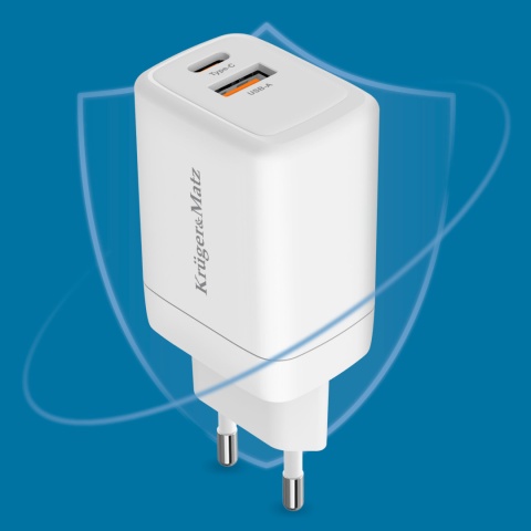 Szybka ładowarka sieciowa GAN 45W Power Delivery Quick Charge Kruger&Matz Szybka ładowarka sieciowa GAN 45W Power Delivery Quick Charge Kruger&Matz