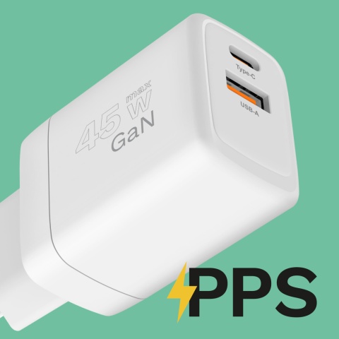 Szybka ładowarka sieciowa GAN 45W Power Delivery Quick Charge Kruger&Matz Szybka ładowarka sieciowa GAN 45W Power Delivery Quick Charge Kruger&Matz