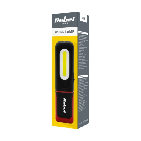 Akumulatorowa lampa warsztatowa XPE + COB 6500 K 60m Rebel Akumulatorowa lampa warsztatowa XPE + COB 6500 K 60m Rebel