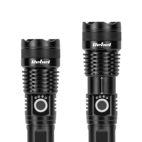 Akumulatorowa latarka LED Rebel 10 W zoom aluminium 1000 lm IP65 USB-C