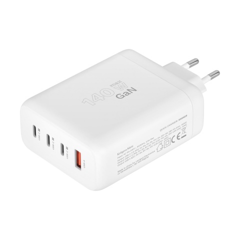 Ładowarka sieciowa Kruger&Matz 140 W GaN z funkcją Quick Chazge i Power Delivery Ładowarka sieciowa Kruger&Matz 140 W GaN z funkcją Quick Chazge i Power Delivery