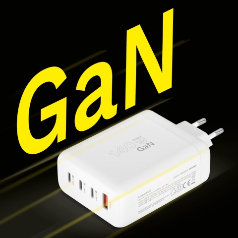 Ładowarka sieciowa Kruger&Matz 140 W GaN z funkcją Quick Chazge i Power Delivery Ładowarka sieciowa Kruger&Matz 140 W GaN z funkcją Quick Chazge i Power Delivery