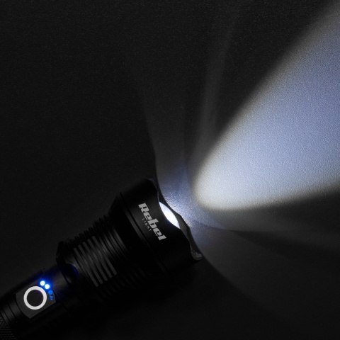 Latarka aluminiowa LED 1857lm 20W Rebel ZOOM 800m USB-C IP65 mocna jasna
