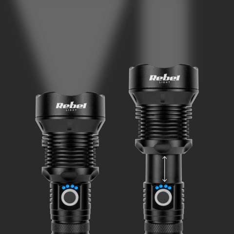 Latarka aluminiowa LED 1857lm 20W Rebel ZOOM 800m USB-C IP65 mocna jasna