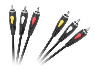 Kabel RCA przewód audio cinch 1,8m 3RCA- 3RCA Cabletech Eco-Line