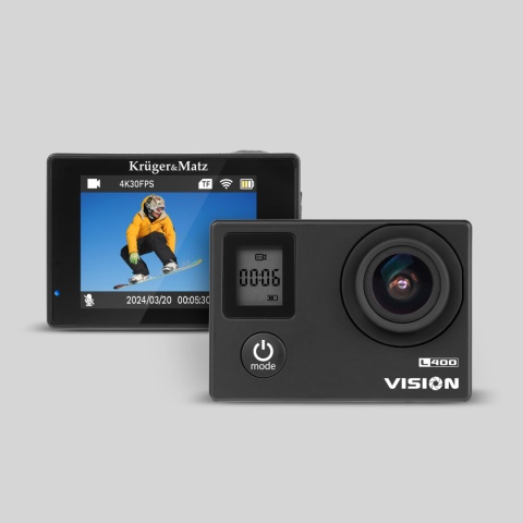 Kamera sportowa 4K kamerka Kruger&Matz Vision L400 akcesoria pilot zestaw Kamera sportowa 4K kamerka Kruger&Matz Vision L400 akcesoria pilot zestaw