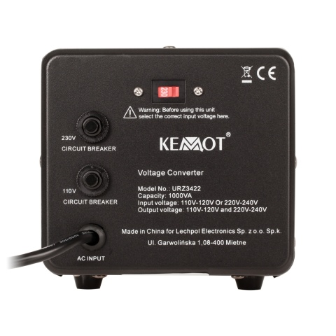 Konwerter napięcia dwukierunkowy KEMOT 800 W / 1000 VA 115V 230V